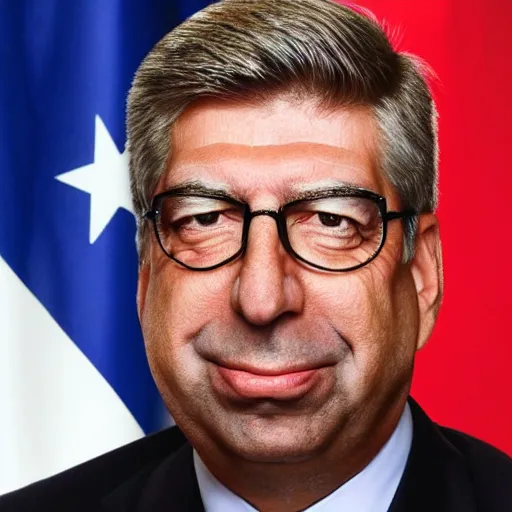 Image similar to [portrait of Patrick Balkany as the president of the European Union, close-up, official photoshoot]