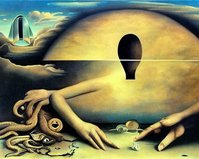 Image similar to the best surrealist masterpiece of all times by the biggest surrealist master painter, surrealist elements, surrealist atmosphere, surrealism, hypersurrealism, surrealistic