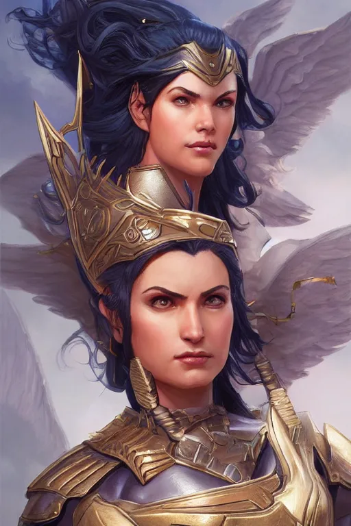 Image similar to amazon valkyrie athena, d & d, fantasy, portrait, highly detailed, headshot, digital painting, trending on artstation, concept art, sharp focus, illustration, art by artgerm and greg rutkowski and magali villeneuve