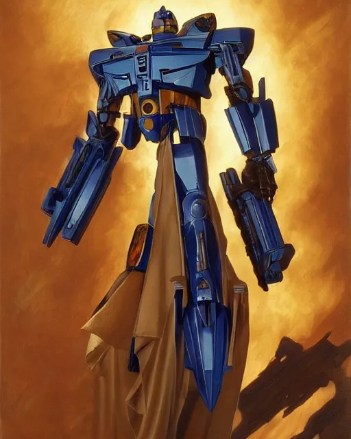 Image similar to (Transformers) G1 Shockwave!!! Masterpiece, oil on canvas, artstation, by J. C. Leyendecker and Edmund Blair Leighton and Charlie Bowater, octane