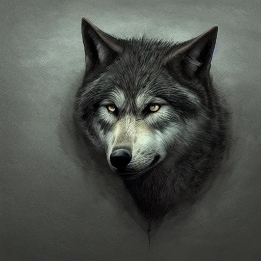 Image similar to Wolf as a painter, artwork by Antón Semenov,