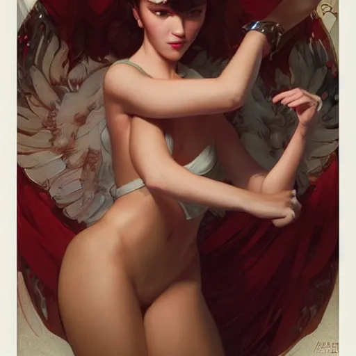 Image similar to what's on netflix?, by wlop, artgerm, elvgren, mucha