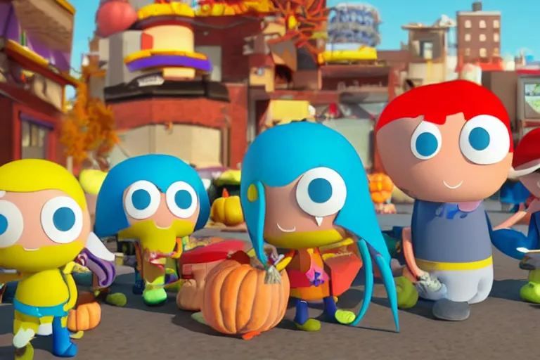 Image similar to Fall Guys as characters in The Squid Game, still from the show, highly detailed, photo