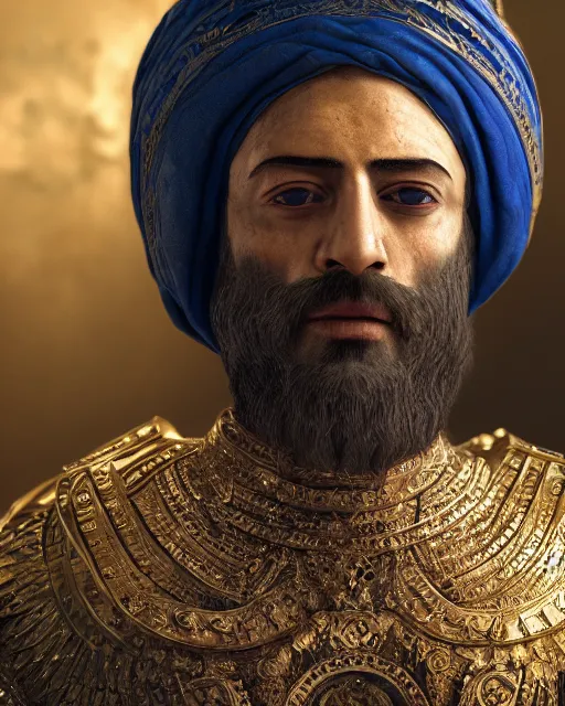 Image similar to xerxes of persia, oil painting, by, by, by, epic, intricate, octane render, matte, highly detailed, amazing lighting, big budget movie still, smooth, sharp, 8 k