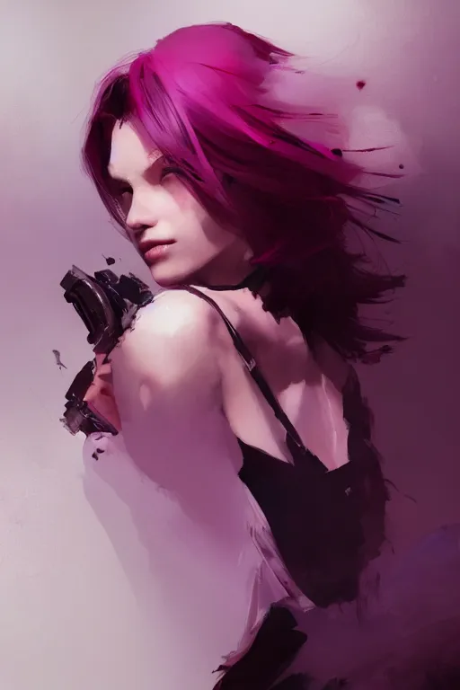 Prompt: A beautiful woman with professional makeup, with shoulder length mid-length magenta hair, volumetric lighting, dramatic atmosphere, subtle and detailed, by Dustin Nguyen, Akihiko Yoshida, Greg Tocchini, Greg Rutkowski, Cliff Chiang, 4k resolution, heavy contrast, trending on artstation