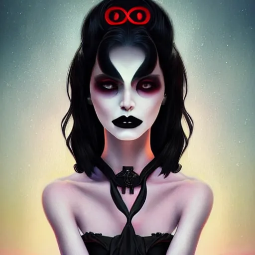 Prompt: lofi vampire goth demon portrait, digital art, Pixar style, by Tristan Eaton Stanley Artgerm and Tom Bagshaw.