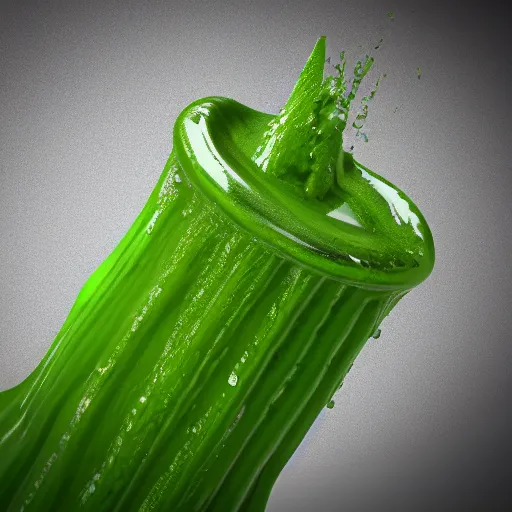 Image similar to wood cane with green slime on it, octane render