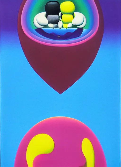 Image similar to finding love by shusei nagaoka, kaws, david rudnick, airbrush on canvas, pastell colours, cell shaded, 8 k