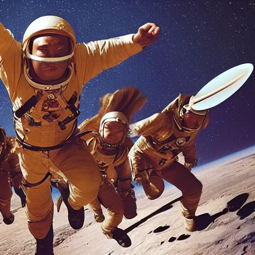 Image similar to ancient humans flying across space in ancient clothes, extremely detailed, ultra wide angle, cinematic still, directed by Quintin Tarantino