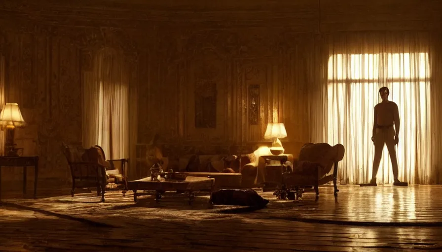 Prompt: movie still of beautiful interior, beautiful lighting, cinematography, color balance, empty