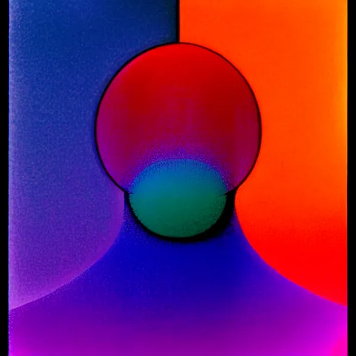 Image similar to limitless eternal uncreated void, an asymmetrical colorful ombre. high key, anaglyph lighting, detailed character design, melancholic complex flat geometric minimalism by oskar schlemmer, moebius, nagel, john berkey, oil on canvas, portrait facial head, featured on artstation, hd wallpaper, anime art nouveau cosmic display