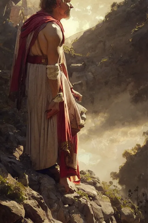 Image similar to ancient roman steve buscemi ascending wearing the civic crown, art by anders zorn, wonderful masterpiece by greg rutkowski, beautiful cinematic light, american romanticism by greg manchess, jessica rossier