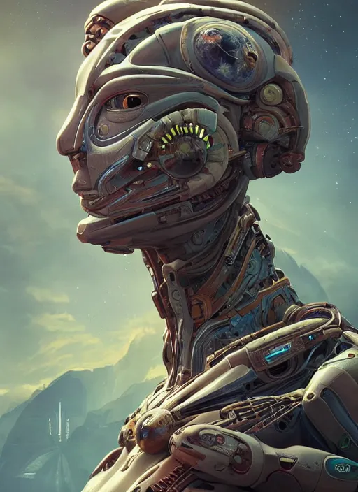 Image similar to symmetry!! portrait of alien made of parts of an astronaut in the style of horizon zero dawn, machine face, intricate, elegant, highly detailed, digital painting, artstation, concept art, smooth, sharp focus, illustration, art by artgerm and greg rutkowski and alphonse mucha, 8 k