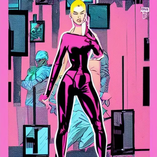 Prompt: In the style of Rafael Albuquerque comic art, Iggy Azalea on the set of her music video Fancy.