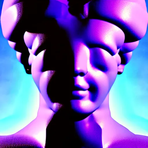 Image similar to 3 d sci - fi cgartist rendering of a hyper realistic marble greek statuary bust floating at the vast pulsating interdimensional fractal space portal at the psychedelic vaporwave event horizon directed by col price, trending on artstation