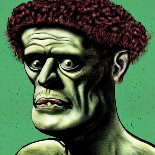 Prompt: artistic portrait of the creature of frankenstein