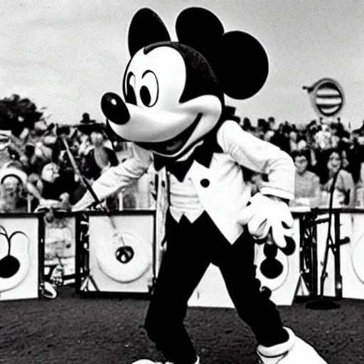 Image similar to mickey mouse performing at woodstock