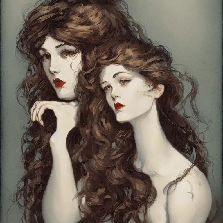 Image similar to a beautiful portrait in the style of charles dana gibson and in the style of peter mohrbacher.