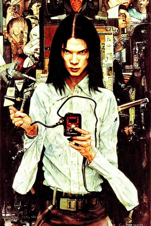 Image similar to Neo from Matrix painted by Norman Rockwell