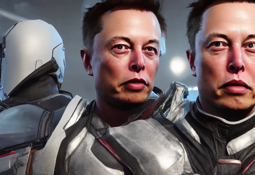 Image similar to elon musk in destiny 2, elon musk in the video game destiny 2, gameplay screenshot, close up, 3 d rendering. unreal engine. amazing likeness. very detailed.