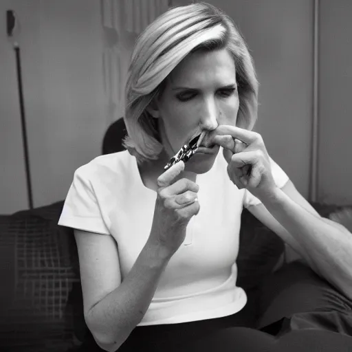 Prompt: laura ingraham smoking a joint