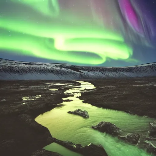 Image similar to a beautiful Iceland landscape with northern lights, artstation, beautiful