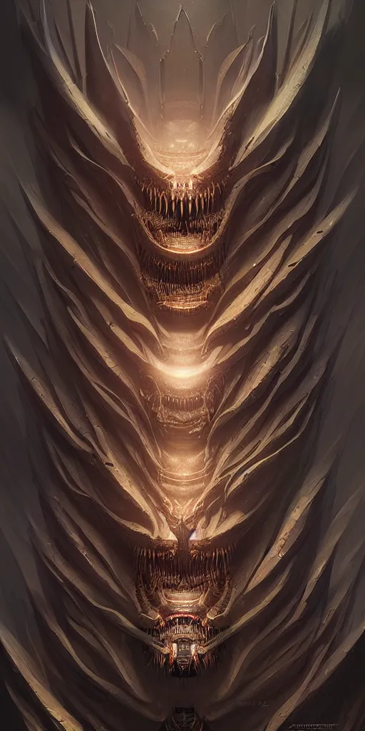 Image similar to professional concept art portrait of a terrifying! mechanical predatory! fractal! species in a dark room by artgerm and greg rutkowski. an intricate, elegant, highly detailed digital painting, concept art, smooth, sharp focus, illustration, in the style of cam sykes.