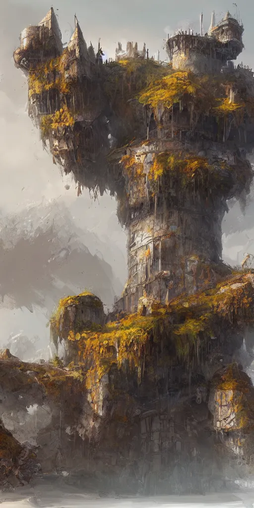 Prompt: an architectural concept of an ork castle, during autumn, in the coast, trending on artstation, by eytan zana and sergey musin environmental concept art & design, digital 2 d