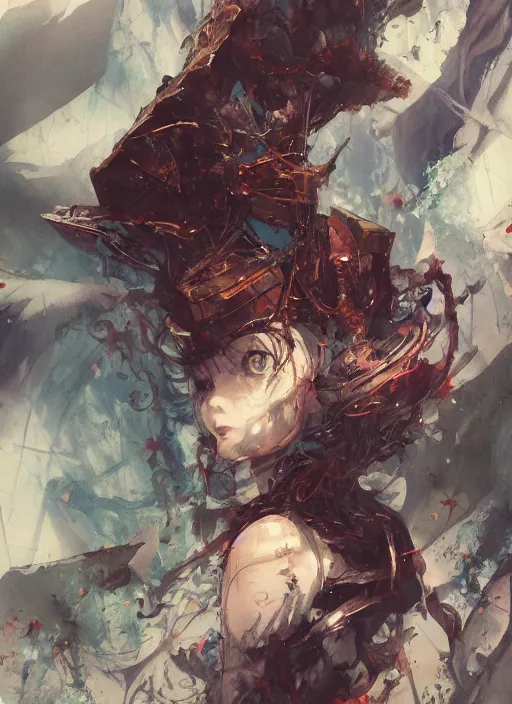 Image similar to semi realistic gouache painting, by yoshitaka amano, by ruan jia, by conrad roset, by denning guy online artists, detailed anime 3 d render of a monstrous giant magic book, a strange magical book, cgsociety, artstation, rococo mechanical, digital reality, sf 5 ink style, dieselpunk atmosphere