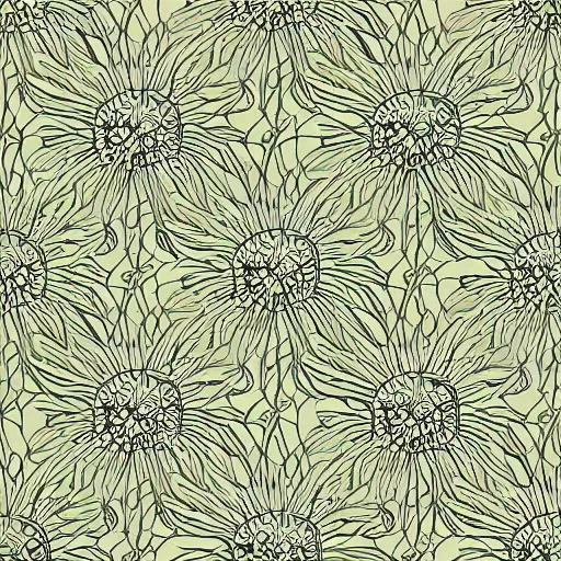 Image similar to highly detailed daisy pattern in the style of old botanical illustrations and japanese art, 4 k