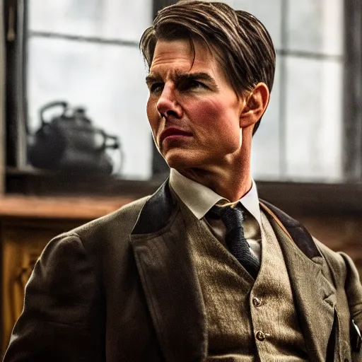 Image similar to Tom Cruise in Peaky Blinders very detail 4K quality super realistic