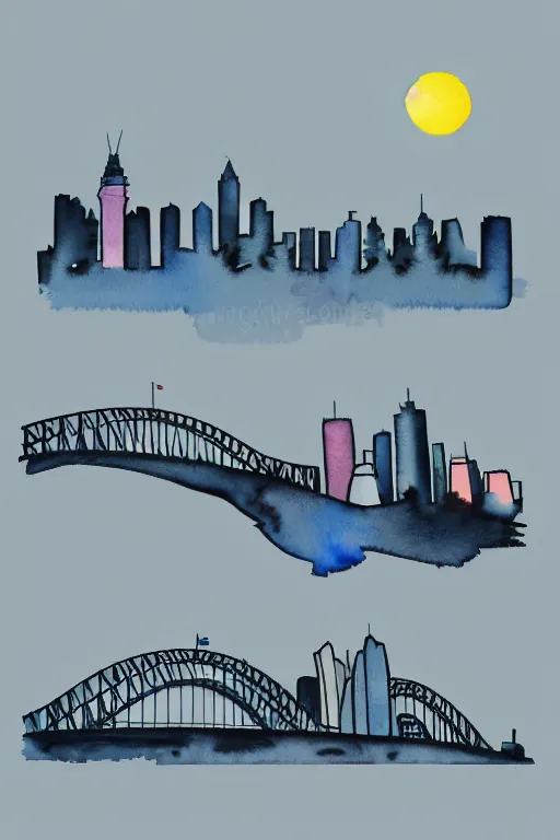 Prompt: minimalist watercolor art of sydney, illustration, vector art