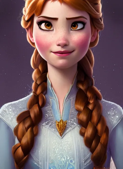 Prompt: anna from frozen ( 2 0 1 3 ), d & d, fantasy, intricate, elegant, highly detailed, digital painting, artstation, concept art, matte, sharp focus, illustration, hearthstone, art by artgerm and greg rutkowski and alphonse mucha