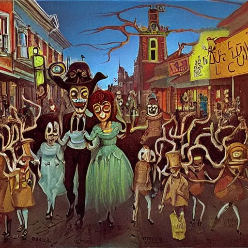 Image similar to nightmares parade in main street by dali