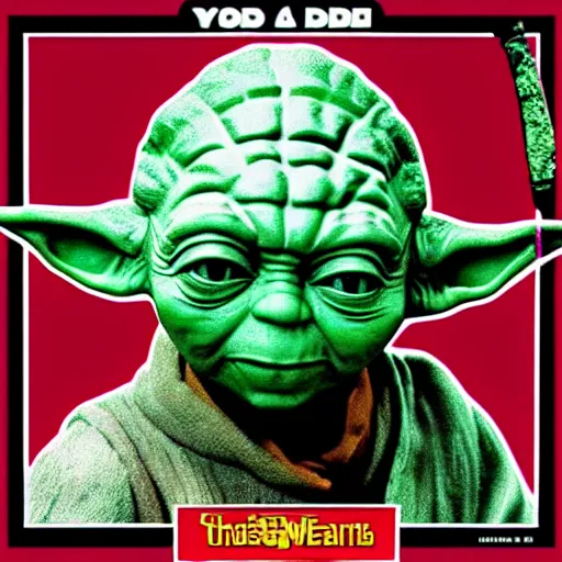 Prompt: yoda on 1 9 9 0 s rap album