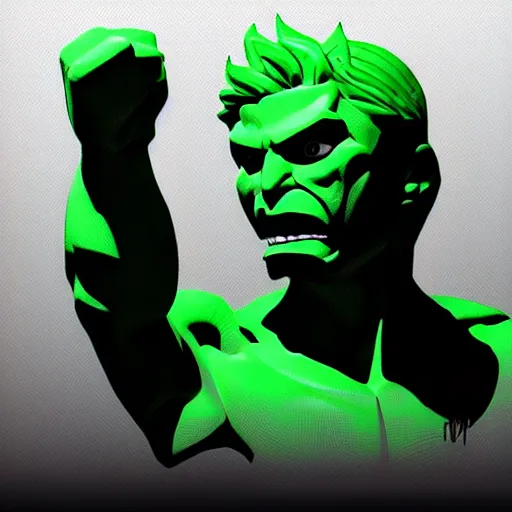 Image similar to a picture of a green man with his fist up, vector art by mor than, featured on deviantart, mingei, marvel comics, polycount, sketchfab