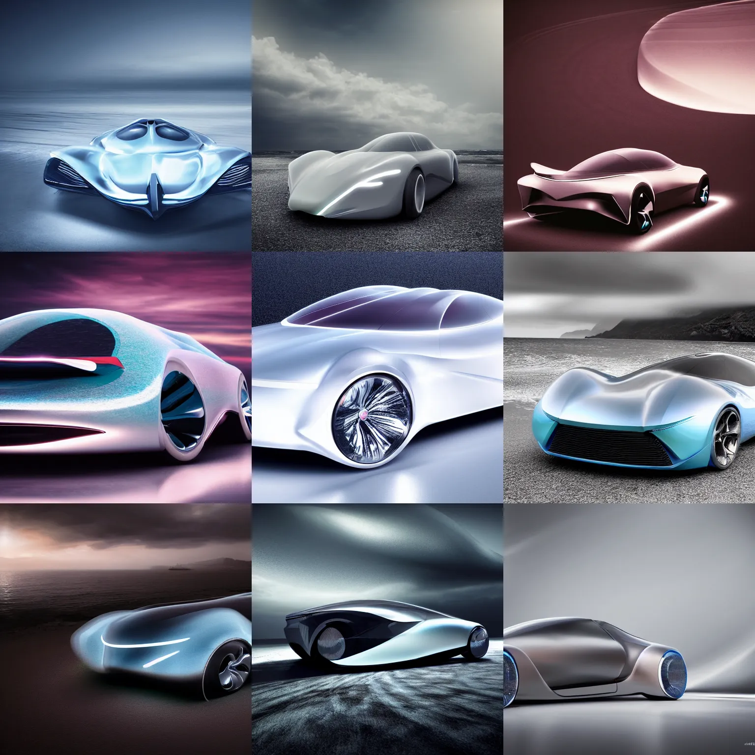 Prompt: a translucent concept car styled after oceans waves, hyperrealistic, back lighting, soft focus, 8k