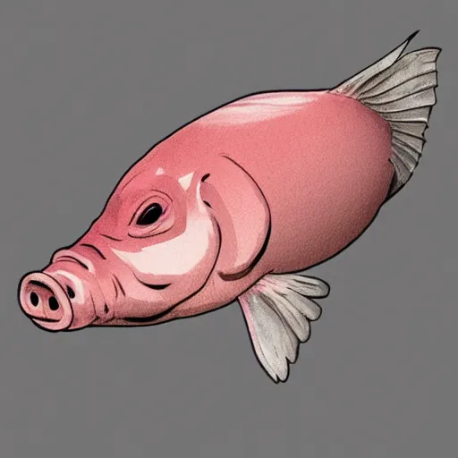 Prompt: carp with a head of a pig, trending on artstation