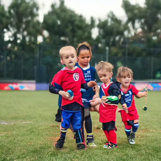 Image similar to final match in toddler soccer worldcup. 8k photos, nikon