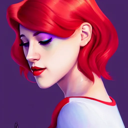 Prompt: a portrait of Lili Reinhart Batgirl comics, red hair, art by lois van baarle and loish and ross tran and rossdraws and sam yang and samdoesarts and artgerm, Joshua Middleton, digital art, highly detailed, intricate, sharp focus, Trending on Artstation HQ, deviantart, unreal engine 5, 4K UHD image