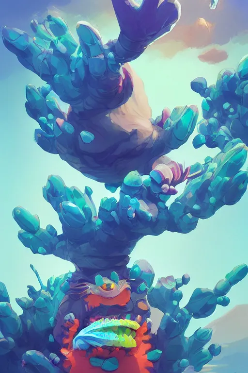 Image similar to 3 d render creature animal sushi cristal eye roots cactus elemental flush of force nature micro world fluo, art gta 5 cover, official fanart behance hd artstation by jesper ejsing, by rhads, makoto shinkai and lois van baarle, ilya kuvshinov, ossdraws