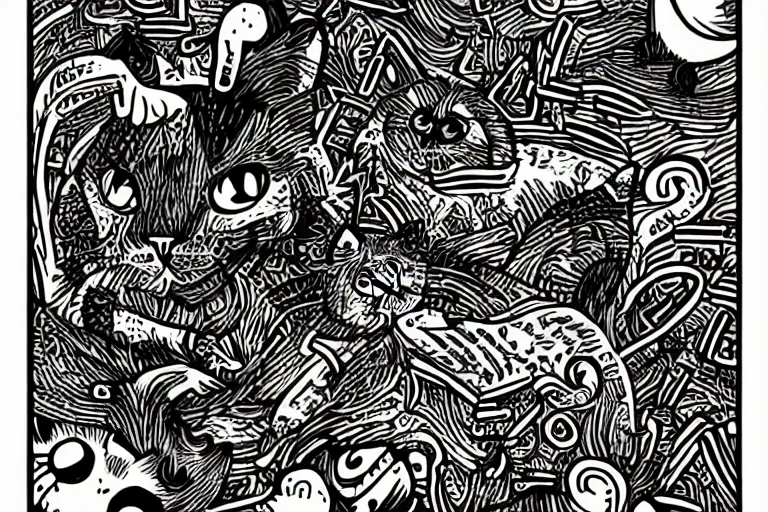 Image similar to cat, art by mcbess