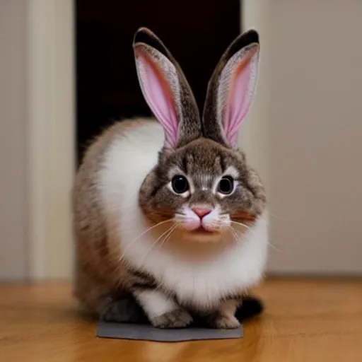 Prompt: half bunny, half cat, baby animal, cute, adorable