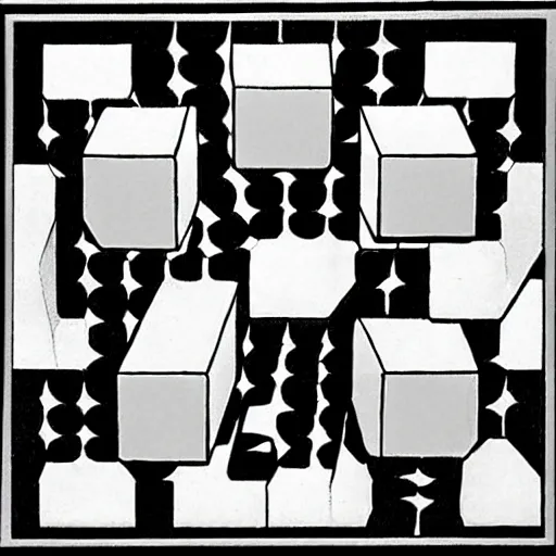 Prompt: cubes by m c escher