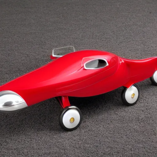 Image similar to 1950s red sporty electric flying hovercar 35mm 8k product photo