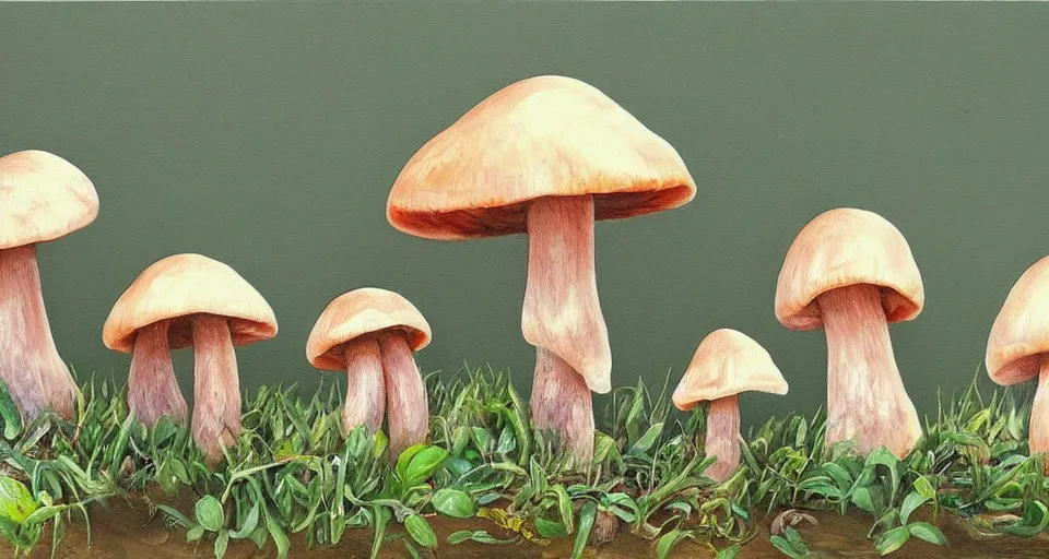 Prompt: a beautiful painting of mushrooms by Tokio Aoyama, Mario Martinez, David Normal