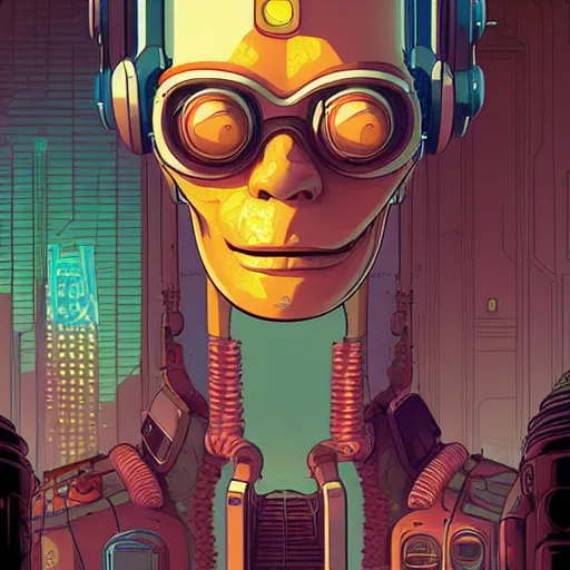 Prompt: ( ( h 0 c 0 k ) ) futurama cyberpunk portrait by gaston bussierre and charles vess and james jean and erik jones and rhads, inspired by rick and morty, huge scale, beautiful fine face features, intricate high details, sharp, ultradetailed