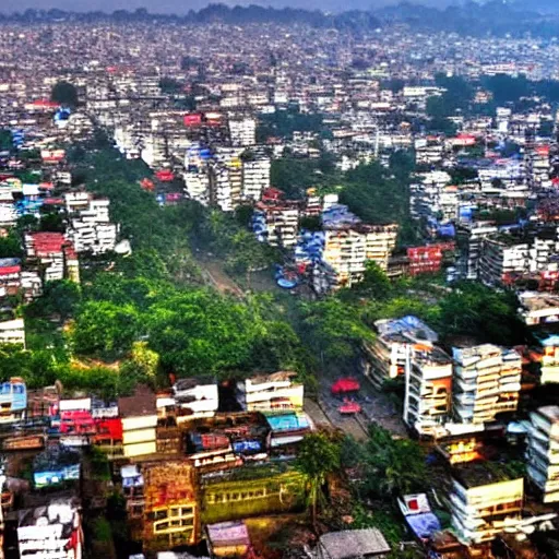 Prompt: guwahati city scenic view, wide angle photography, award winning national geography