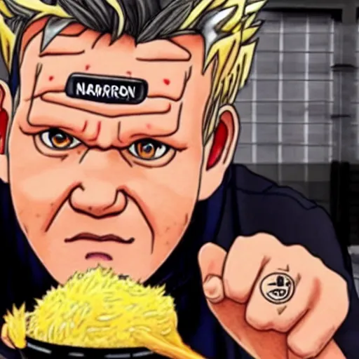 Image similar to Gordon Ramsay as Naruto