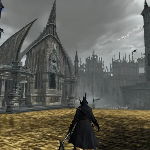 Image similar to bloodborne low poly oldschool runescape, running on psx, gameplay screenshot